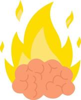 Brain on fire icon. Concept of mental surge. Stress at work. Intense brain activity. vector