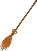 Broom made from twigs on a long wooden handle vector