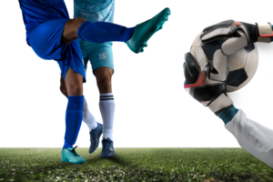football joueur jouer avec ballon de football pendant une Football rencontre png