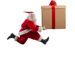 Santa claus runs fast to deliver all gifts png