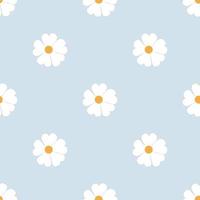 white flowers pattern on blue background vector