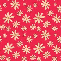 white flower pattern. seamless white floral design on a pink background, doodle of flowers. vector