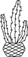 Vector doodles cactus, plant in a flower pot