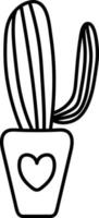 Vector doodles cactus, plant in a flower pot