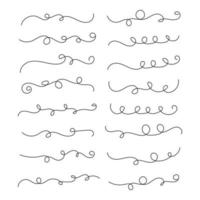 set of Hand drawn calligraphy font style Decorative Elements Text Ornaments curly thin line swings swashes Flourishes Swirls text divider flourish doodle vector illustration by  poster, banner