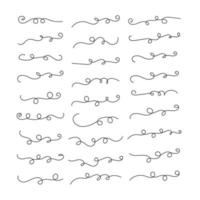 set of Hand drawn calligraphy font style Decorative Elements Text Ornaments curly thin line swings swashes Flourishes Swirls text divider flourish doodle vector illustration by  poster, banner