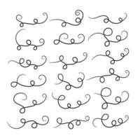 set of Hand drawn calligraphy font style Decorative Elements Text Ornaments curly thin line swings swashes Flourishes Swirls text divider flourish doodle vector illustration by  poster, banner