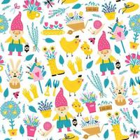 Seamless pattern with spring elements. Vecto vector