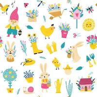 Seamless pattern with spring elements. Vecto vector