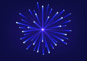 Abstract hi-tech backdrop There are bright blue lights that spread out from the center and streaks in a circle below on a blue gradient background. vector