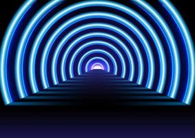 Abstract Technology Background Blue Glow Tunnel Perspectives and roads with glowing lines at the ends of lights illuminate the gradient background. vector