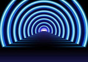 Abstract Technology Background Blue Glow Tunnel Perspectives and roads with glowing lines at the ends of lights illuminate the gradient background. vector