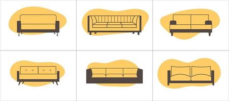 Sofa linear icons set. Vector illustration in trendy flat style.