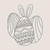 Easter Eggs With Pattern Line art illustration vector