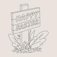 Happy Easter Signboard outline illustration vector