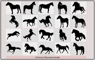 wild horses silhouette,Running horse black silhouette,Horse Icon, Vector, Silhouette,Black silhouette of horse. vector