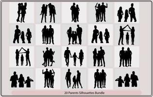 Family silhouettes, Parents Illustrator Set,Vector, isolated silhouette family, vector