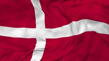 Denmark Flag Seamless Looping Background, Looped Bump Texture Cloth Waving Slow Motion, 3D Rendering video