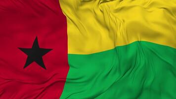 Guinea Bissau Flag Seamless Looping Background, Looped Bump Texture Cloth Waving Slow Motion, 3D Rendering video