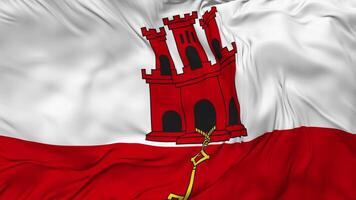 Gibraltar Flag Seamless Looping Background, Looped Bump Texture Cloth Waving Slow Motion, 3D Rendering video