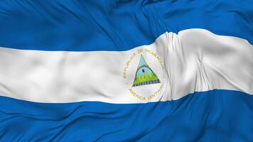 Nicaragua Flagge nahtlos Schleifen Hintergrund, geloopt stoßen Textur Stoff winken schleppend Bewegung, 3d Rendern video