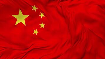 China vlag naadloos looping achtergrond, lusvormige buil structuur kleding golvend langzaam beweging, 3d renderen video