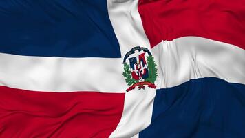 Dominican Republic Flag Seamless Looping Background, Looped Bump Texture Cloth Waving Slow Motion, 3D Rendering video