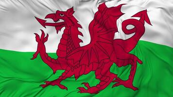 Wales vlag naadloos looping achtergrond, lusvormige buil structuur kleding golvend langzaam beweging, 3d renderen video