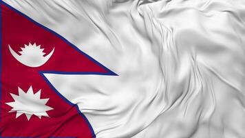 Nepal vlag naadloos looping achtergrond, lusvormige buil structuur kleding golvend langzaam beweging, 3d renderen video