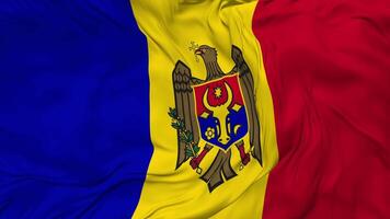 Moldavia bandera sin costura bucle fondo, serpenteado bache textura paño ondulación lento movimiento, 3d representación video