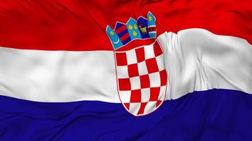 Croatia Flag Seamless Looping Background, Looped Bump Texture Cloth Waving Slow Motion, 3D Rendering video