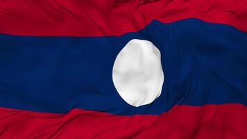 Laos Flag Seamless Looping Background, Looped Bump Texture Cloth Waving Slow Motion, 3D Rendering video