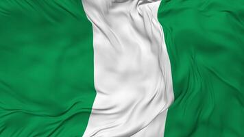 Nigeria bandera sin costura bucle fondo, serpenteado bache textura paño ondulación lento movimiento, 3d representación video