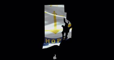 Rhode ilha Estado forma esboço com acenando bandeira animação. alfa canal gráfico cenas video