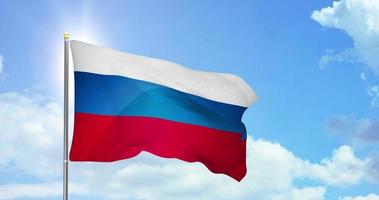 Russia politics and news, national flag on sky background footage video