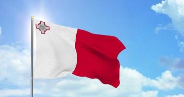 Malta politics and news, national flag on sky background footage video