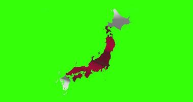 Japan Land gestalten Gliederung auf Grün Bildschirm mit National Flagge winken Animation video