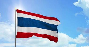 Thailand politics and news, national flag on sky background footage video