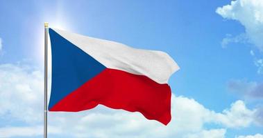 Czech Republic politics and news, national flag on sky background footage video