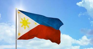 Philippines politics and news, national flag on sky background footage video