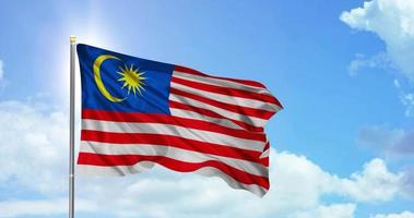 Malaysia politics and news, national flag on sky background footage video