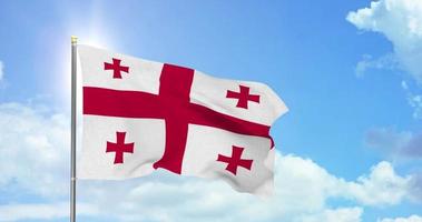 Georgia politics and news, national flag on sky background footage video