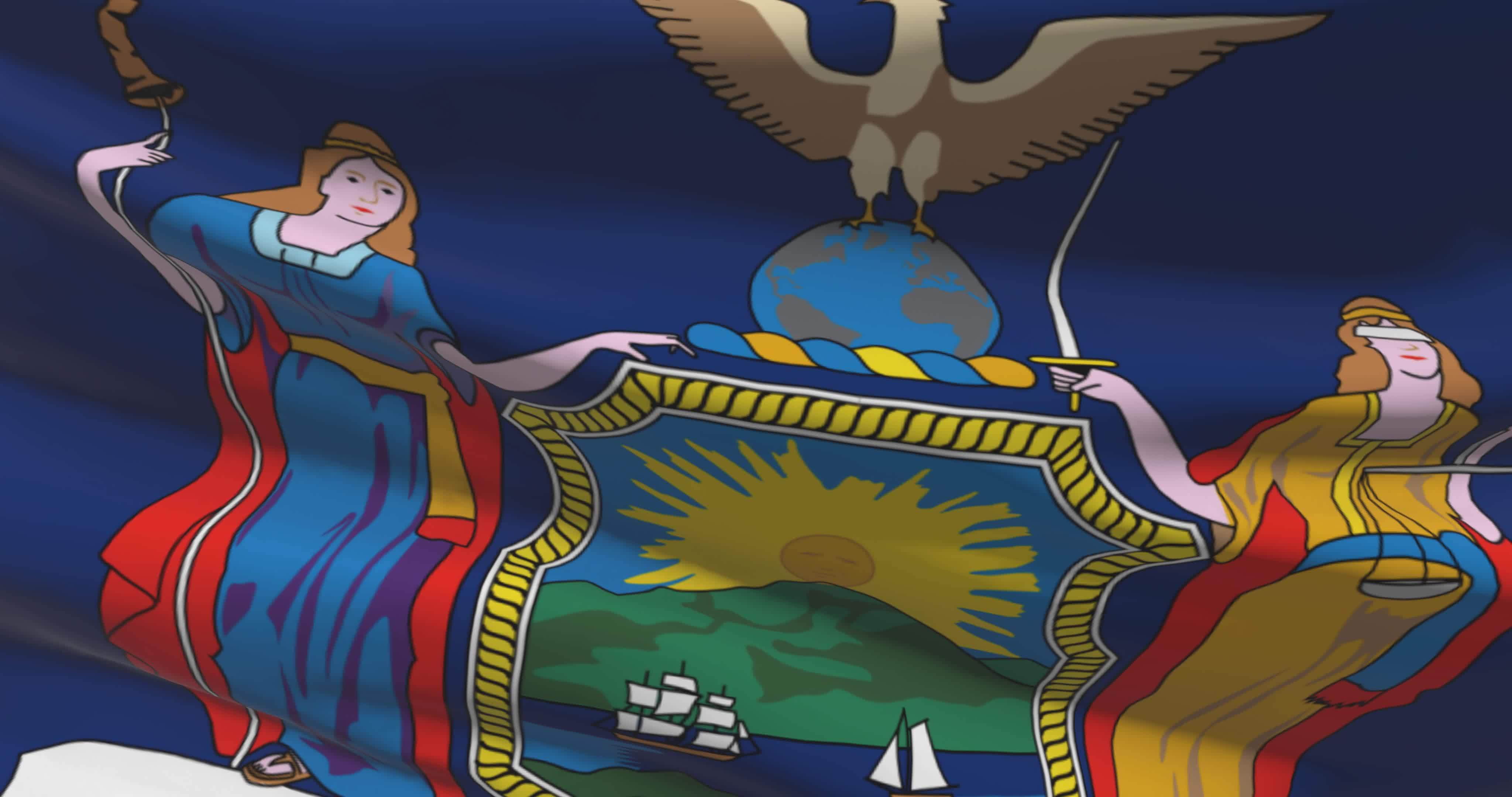 New York state flag waving background. 4K backdrop 21087811 Stock Video