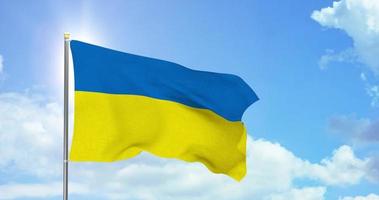 Ukraine politics and news, national flag on sky background footage video