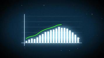 affaires infographie avec en hausse La Flèche et bar Statistiques apparaissant, symbolisant croissance et succès, avec pépin et lisse bruit numérique effets video