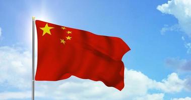 Chine politique et nouvelles, nationale drapeau sur ciel Contexte métrage video