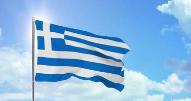 grekland politik och Nyheter, nationell flagga på himmel bakgrund antal fot video