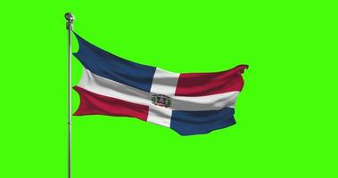 Dominikanska republik nationell flagga vinka på grön skärm. krom nyckel animation. förenad rike politik illustration video