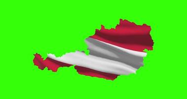 Austria country shape outline on green screen with national flag waving animation video