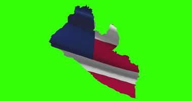 Liberia country shape outline on green screen with national flag waving animation video